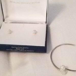 Sterling silver and Swarovski crystal earrings and bracelet set